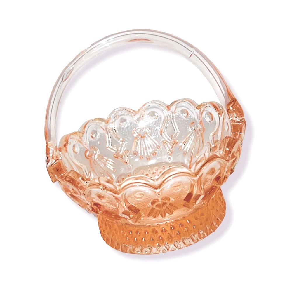 vtg mini mosser glass pink kids hostess party set Cream Sugar Cloche Basket - Picture 5 of 5